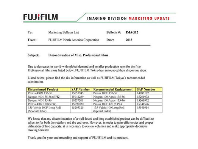 Τίτλοι τέλους για το Α/Μ φιλμ Fujifilm Neopan 400 και το slide φιλμ Fujifilm Provia 400X