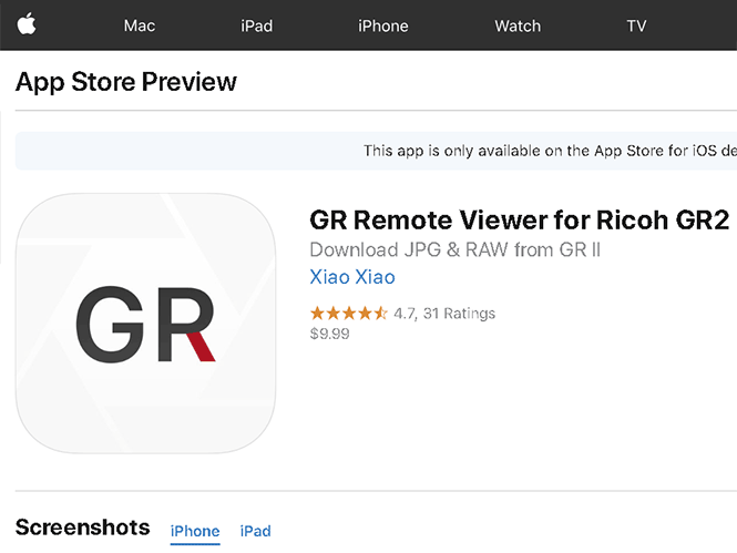 GR Remote Viewer: Εφαρμογή για τον έλεγχο της Ricoh GR II