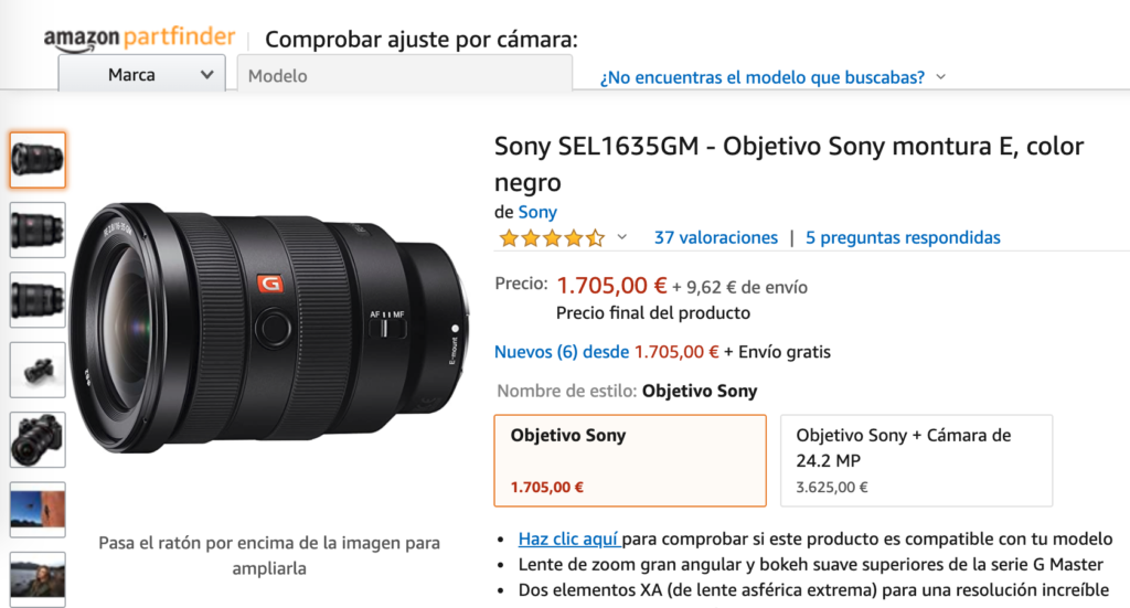 Στην Amazon Ισπανίας η Sony πoυλάει τον Sony 16-35mm f/2.8 GM στα 1705 ευρώ (στην Ελλάδα έχει 2.599 ευρώ)!