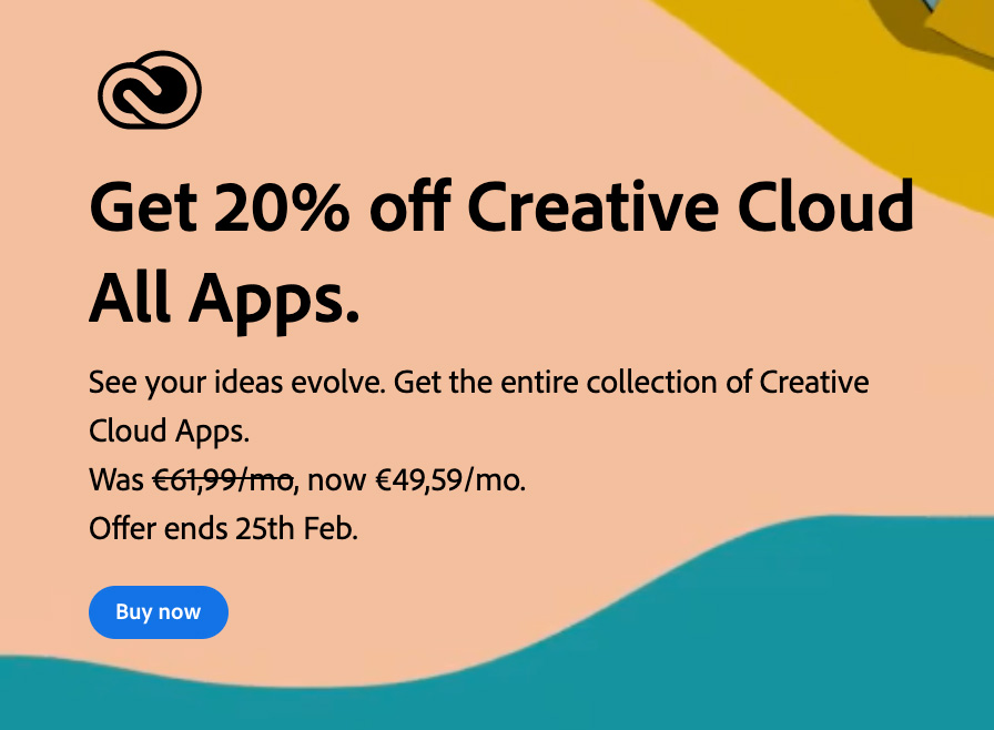 Adobe Creative Cloud: Προσφορά -20% μέχρι τις 25 Φεβρουαρίου