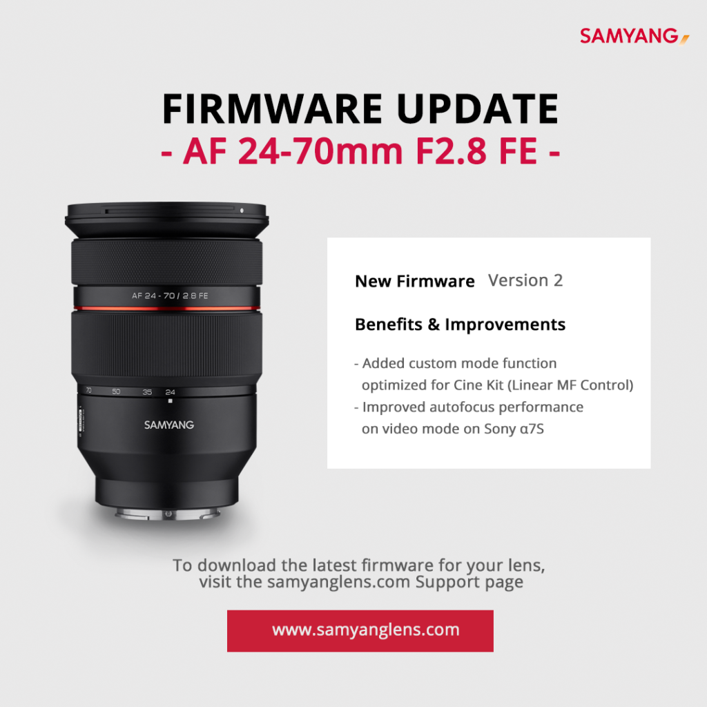 Νέο Firmware για τον φακό Samyang AF 24-70mm F2.8 FE