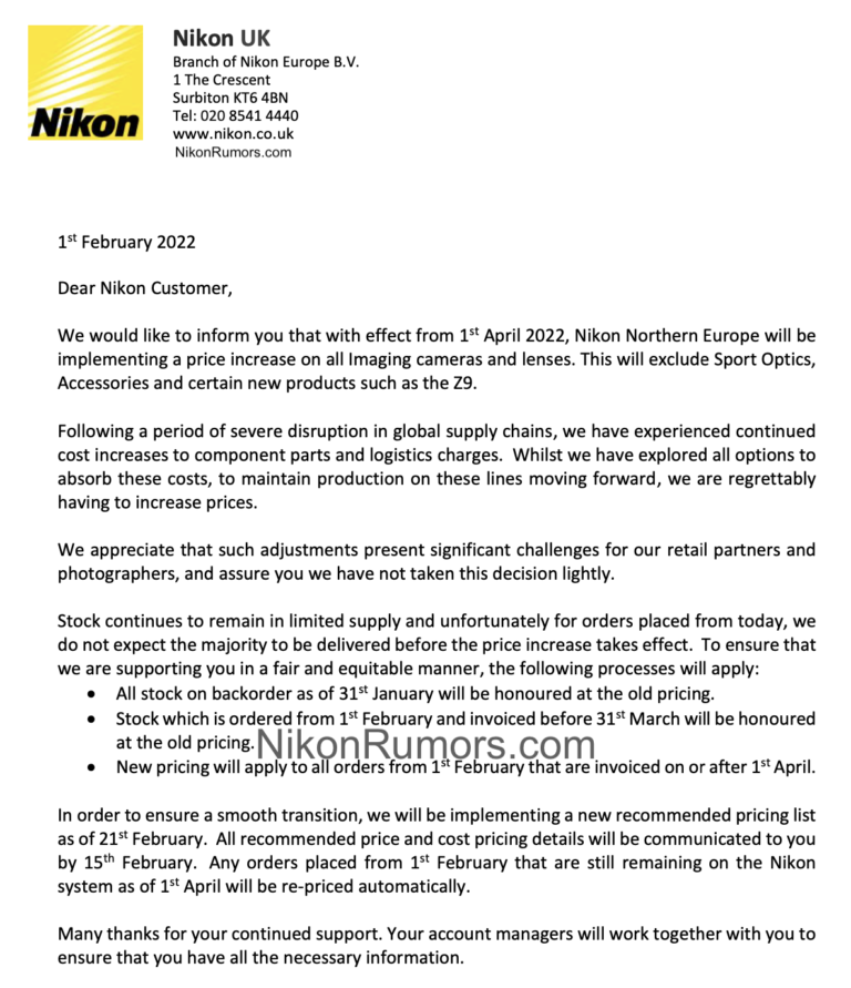 Έρχονται αυξήσεις από την Nikon στην Ευρώπη!