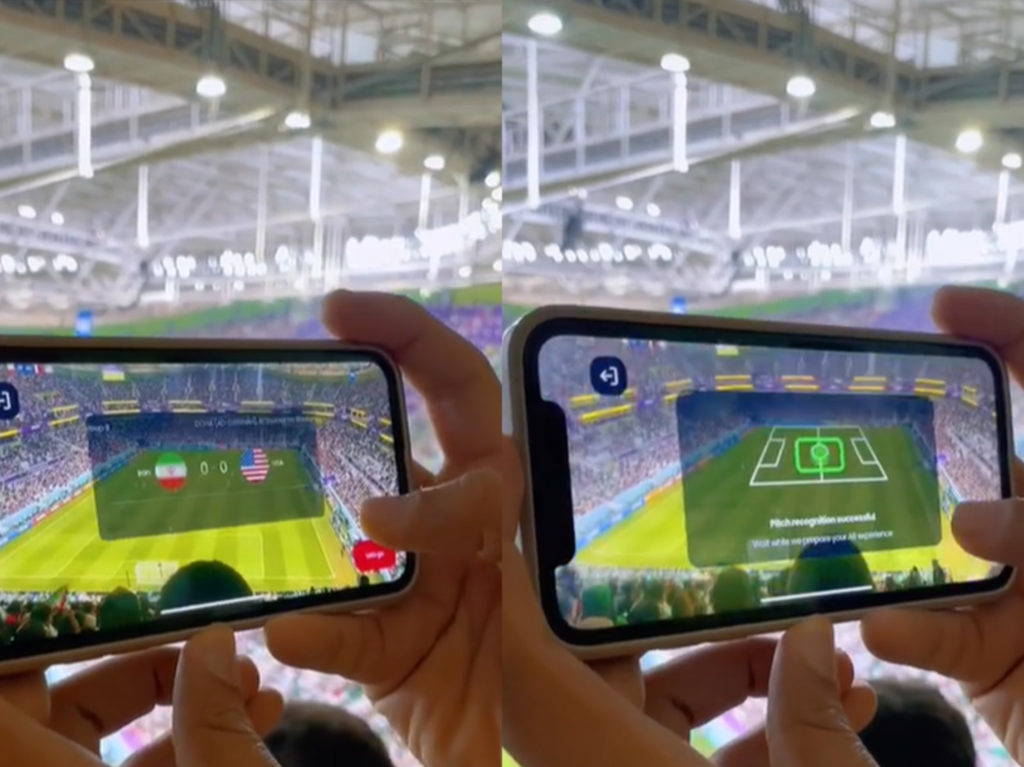 Φίλαθλοι του Παγκόσμιου Κυπέλλου χρησιμοποιούν εφαρμογή για να σαρώσουν τον αγωνιστικό χώρο και τους παίκτες σε πραγματικό χρόνο