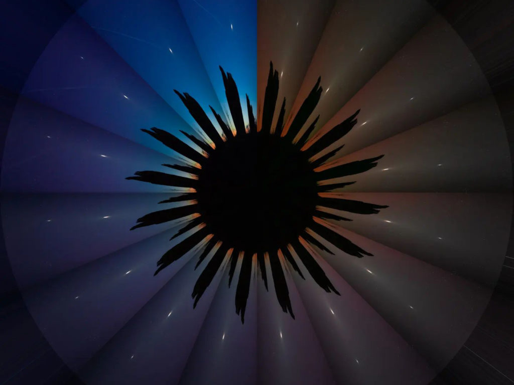 O νυχτερινός ουρανός μέσα από ένα φωτογραφικό κολλάζ 360 μοιρών που μοιάζει με λουλούδι!