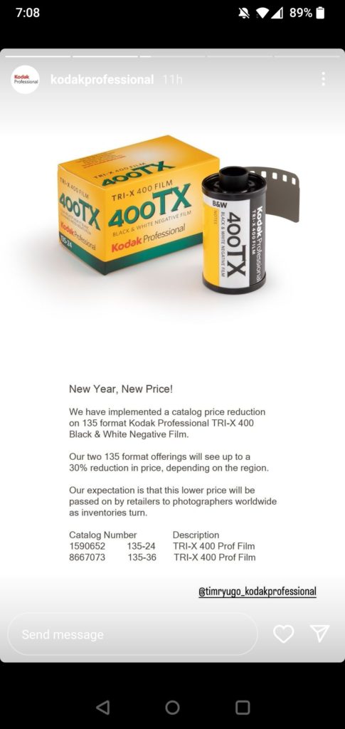 Η Kodak μειώνει τις τιμές των φιλμ Tri-X έως και 30%!