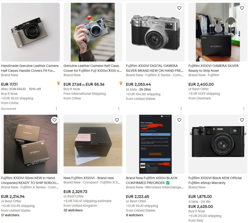 H Fujifilm X100VI πωλείται ήδη στο ebay με τιμή μέχρι και 2.600 ευρώ (περίπου 700 ευρώ πιο ακριβά)!