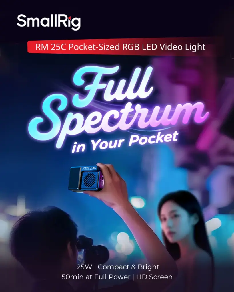 Η SmallRig παρουσίασε το νέο της LED φως τσέπης RM 25C με ισχύ 25W και πάνω από 36.000 χρωματικές επιλογές