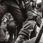 Στιγμιότυπο από τις ΗΠΑ όπου φωτορεπόρτερ πετά την κάμερά του σε συνάδελφο ενώ ακινητοποιείται, για να σωθεί η καταγραφή