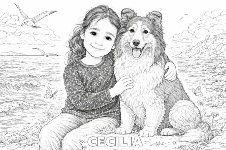 Coloring page παιδιού βασισμένη σε φωτογραφία