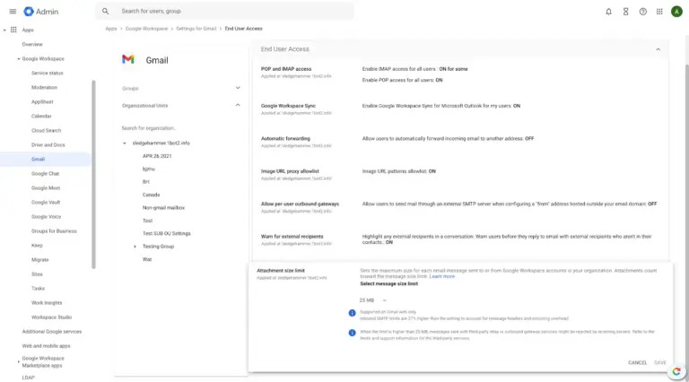 Αύξηση ορίων συνημμένων στο Gmail έως 50MB για Enterprise Plus