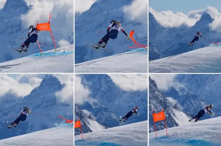 Η Jacquelyn Martin φωτογραφίζει τη στιγμή της πτώσης της Lindsey Vonn στους Χειμερινούς Ολυμπιακούς