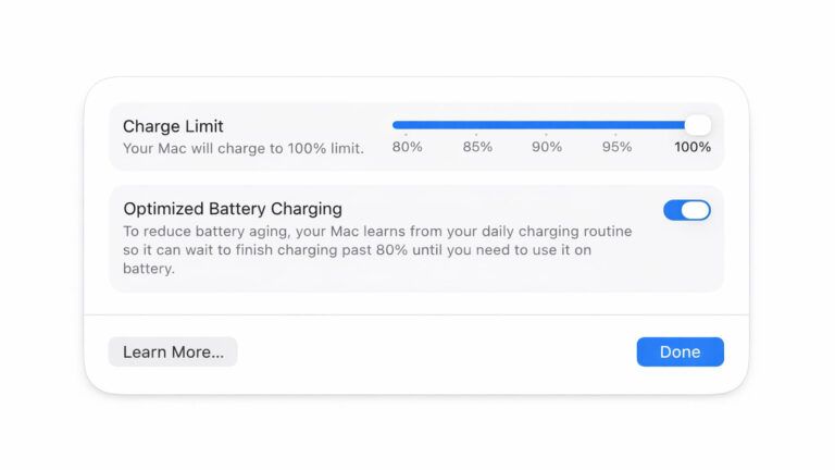 Ρυθμιστής ορίου φόρτισης στο macOS Tahoe 26.4