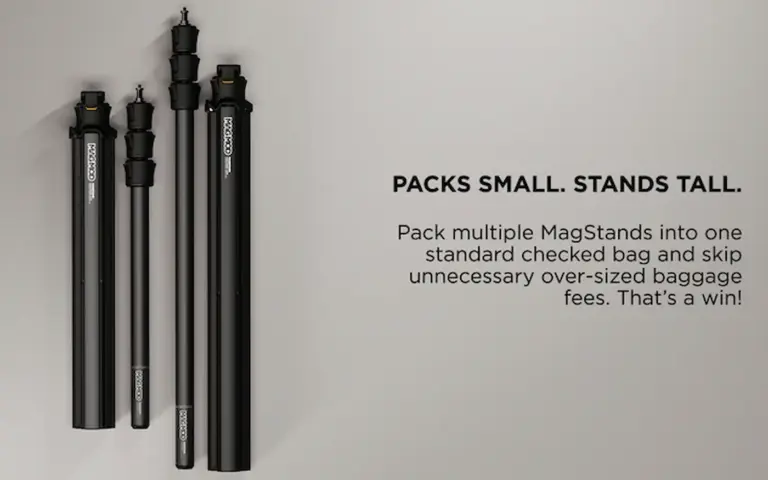 Βάση φωτισμού MagMod MagStand με φαρδιά βάση και χρυσές λεπτομέρειες