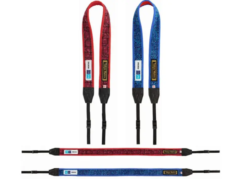 Limited edition camera strap της Pentax από ύφασμα καθισμάτων συρμών Tokyo Metro