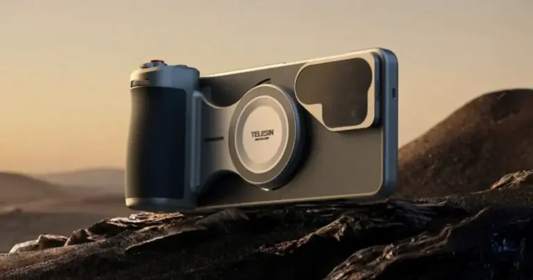 Λαβή Telesin Master Grip τοποθετημένη σε smartphone για λήψεις σαν φωτογραφική μηχανή