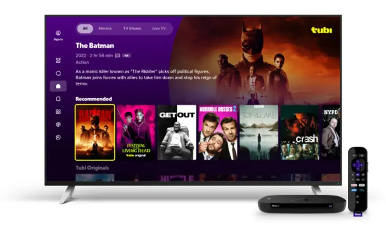 Πλατφόρμα Tubi TV σε οθόνη με ταινίες