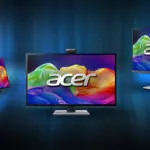Οι τρεις νέες οθόνες Acer ProDesigner με πολύχρωμα αφηρημένα γραφικά στην οθόνη