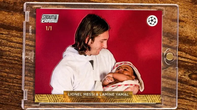 Topps to Release One-of-a-Kind Trading Card Featuring Iconic Messi and Baby Lamine Yamal Photo