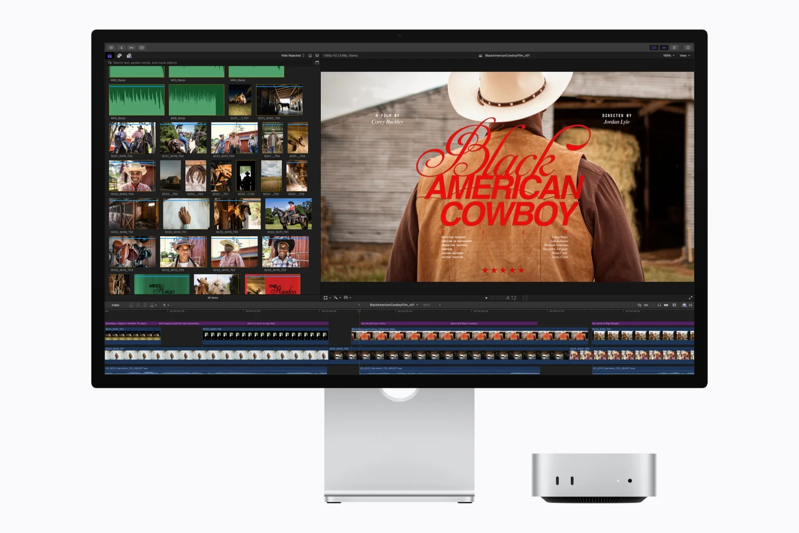 Mac mini M6 με το Final Cut Pro σε οθόνη