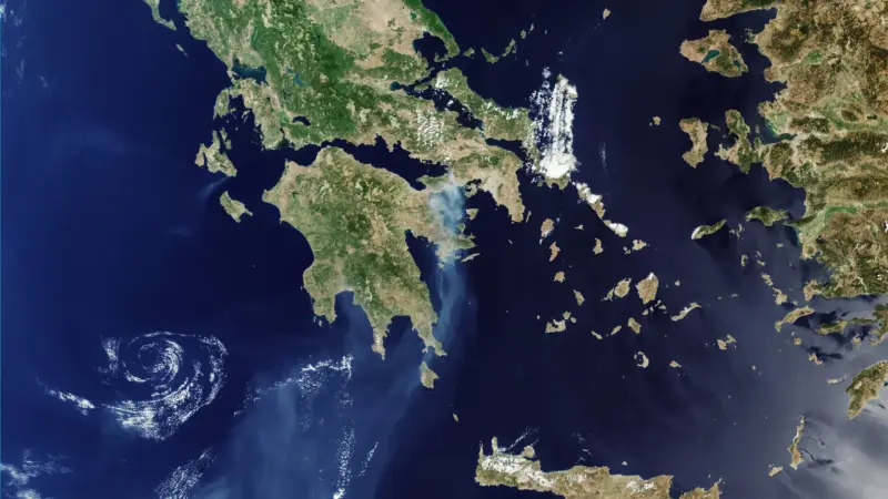 ESA satellite images reveal Greece’s wildfires and vast smoke plume
