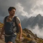 Γονέας κρατά ένα μωρό μπροστά από ορεινό τοπίο