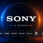 Φακός για κάμερα Sony E-mount και τα λογότυπα Sony και Tamron