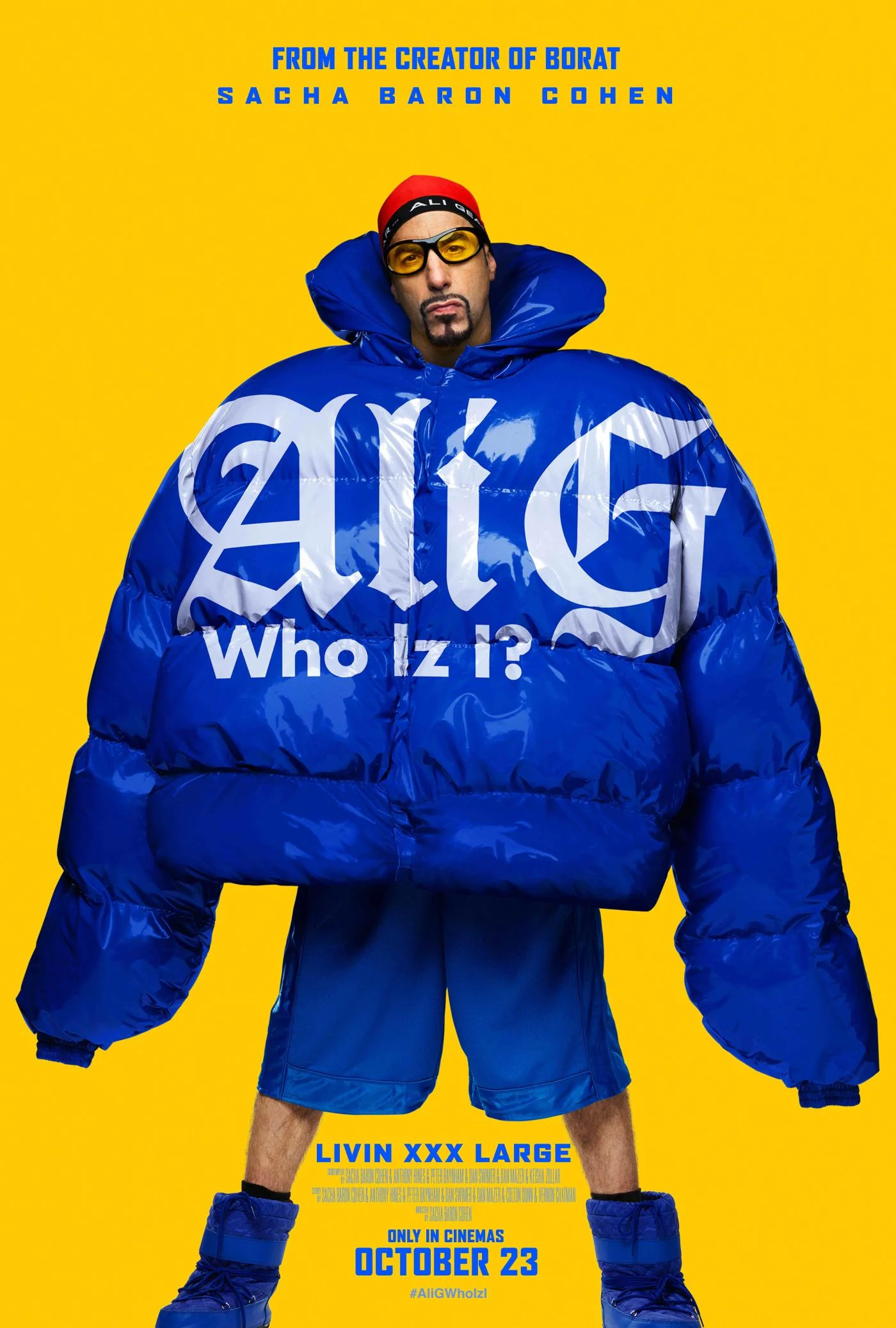 Η κίτρινη επίσημη αφίσα της ταινίας Ali G Who Iz I με τον Sacha Baron Cohen