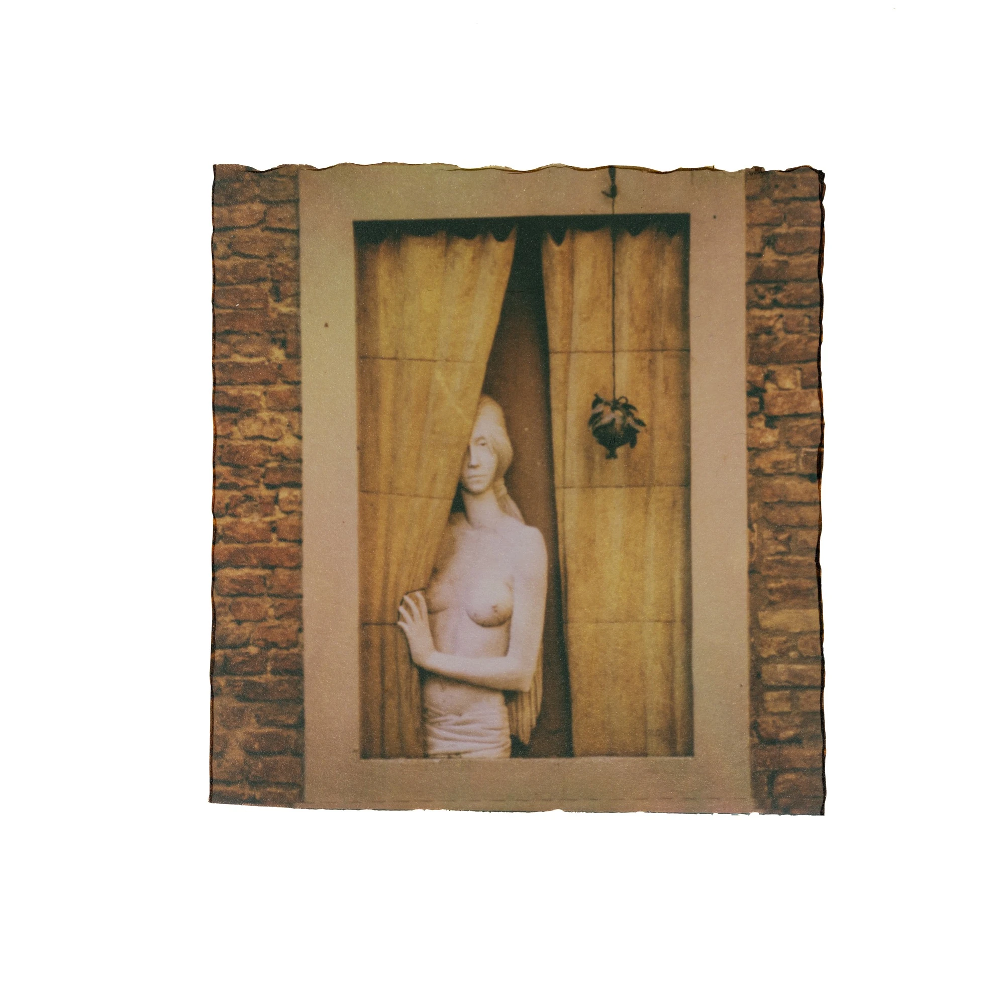 A human figure between curtains in a work by Eva Berler