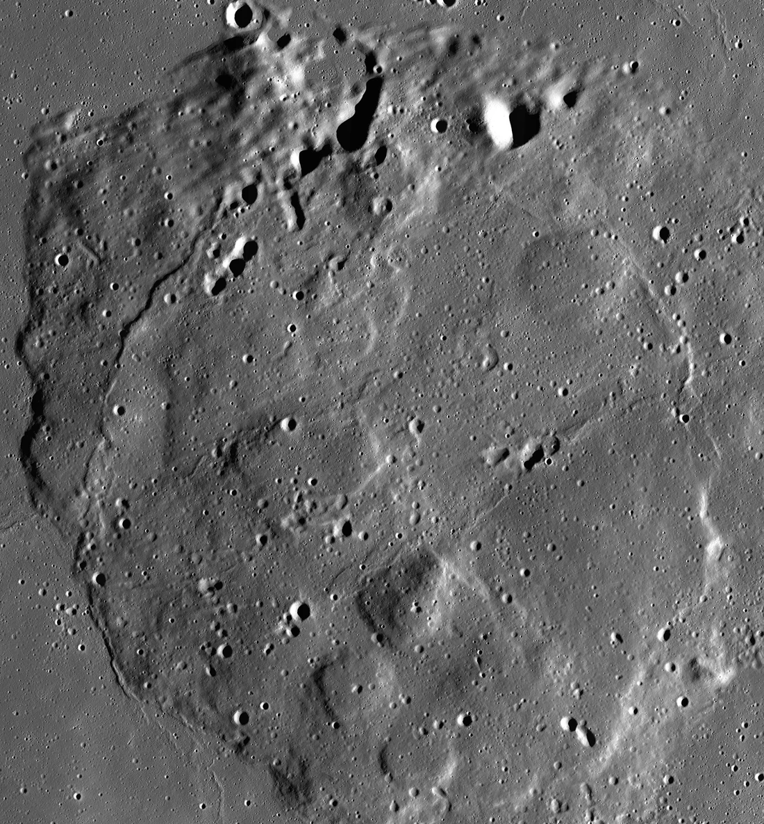 Mosaic of Mons Rümker and the surrounding lunar mare plains from the Lunar Reconnaissance Orbiter