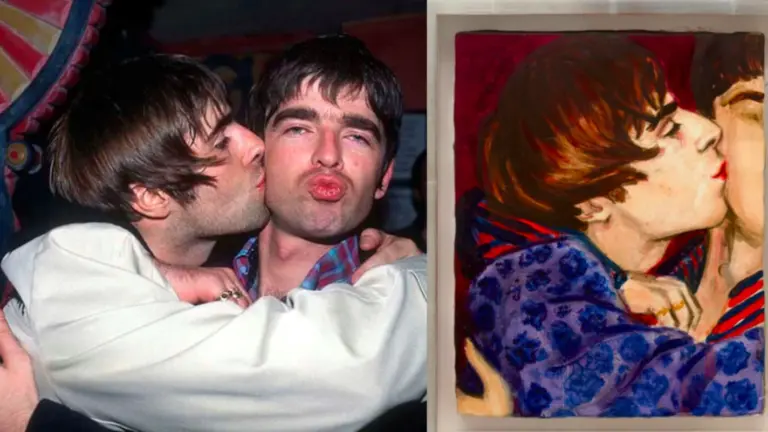 Σύγκριση της φωτογραφίας του Justin Thomas με τους Liam και Noel Gallagher και του πίνακα της Elizabeth Peyton