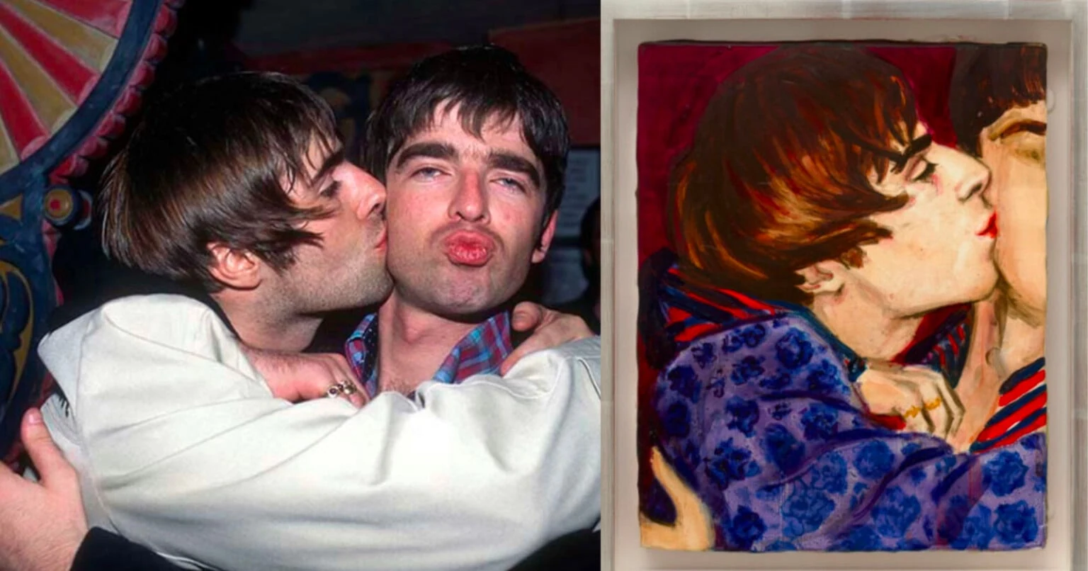 Σύγκριση της φωτογραφίας του Justin Thomas με τους Liam και Noel Gallagher και του πίνακα της Elizabeth Peyton