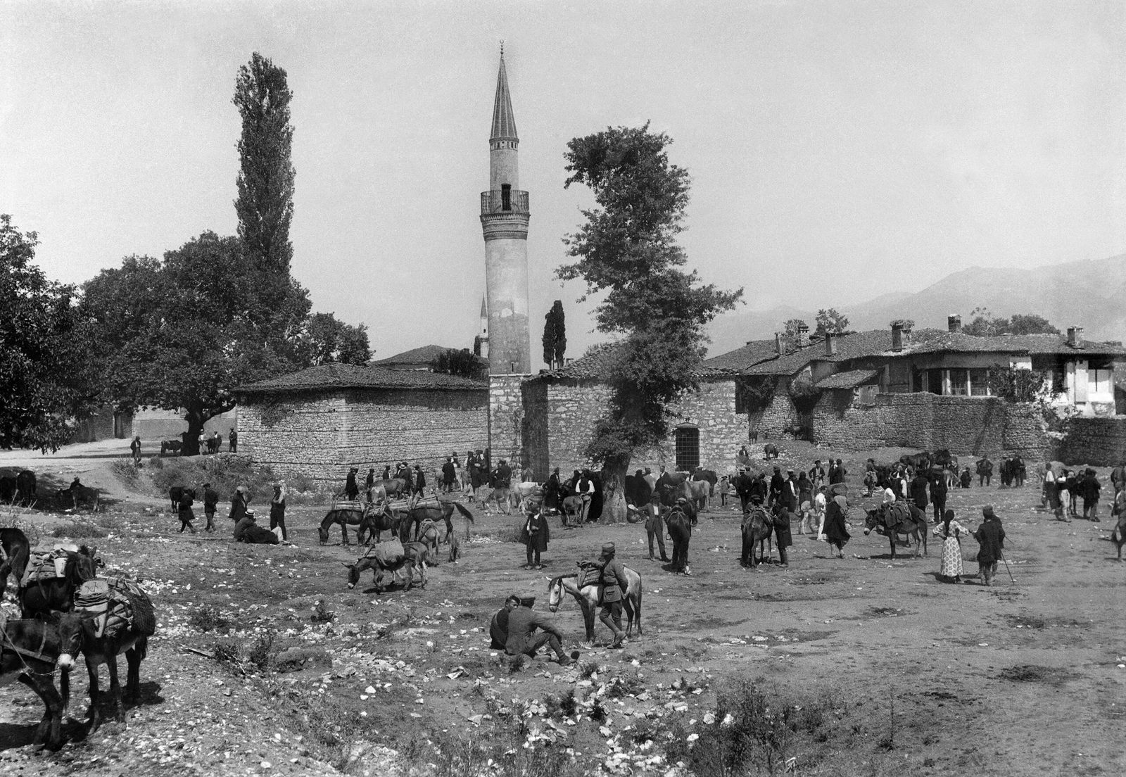 Αλογοπάζαρο στα Ιωάννινα σε φωτογραφία της Έλλης Παπαδημητρίου από το 1928 έως το 1931
