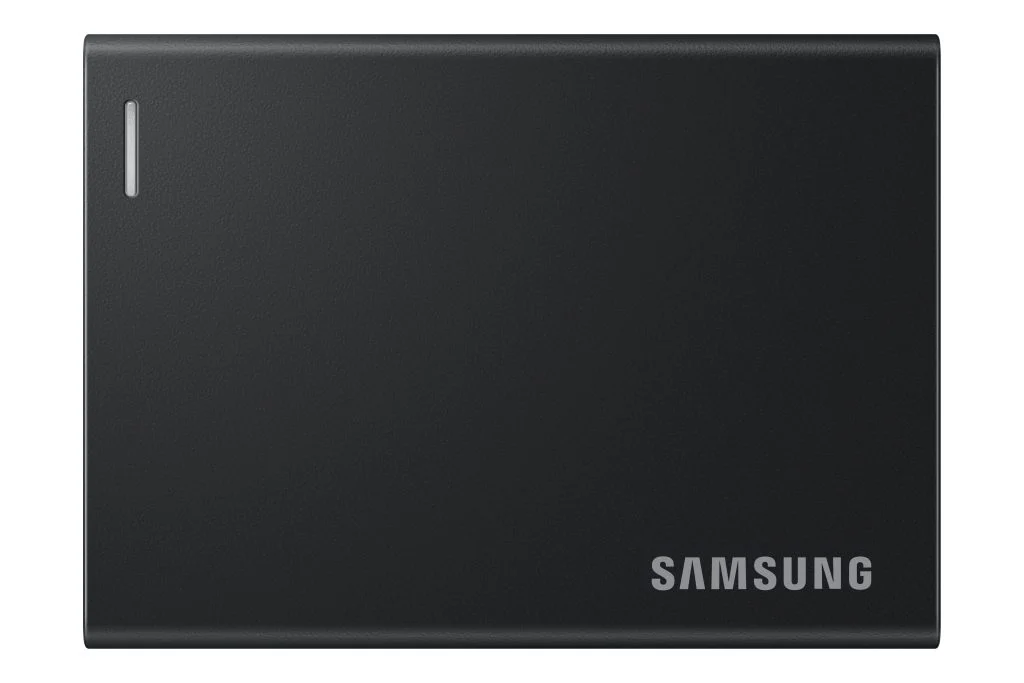 Μπροστινή όψη του μαύρου Samsung P7 Portable SSD