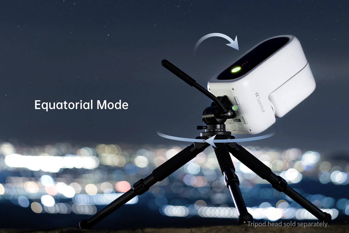 Seestar S50 Pro σε Equatorial Mode επάνω σε τρίποδο