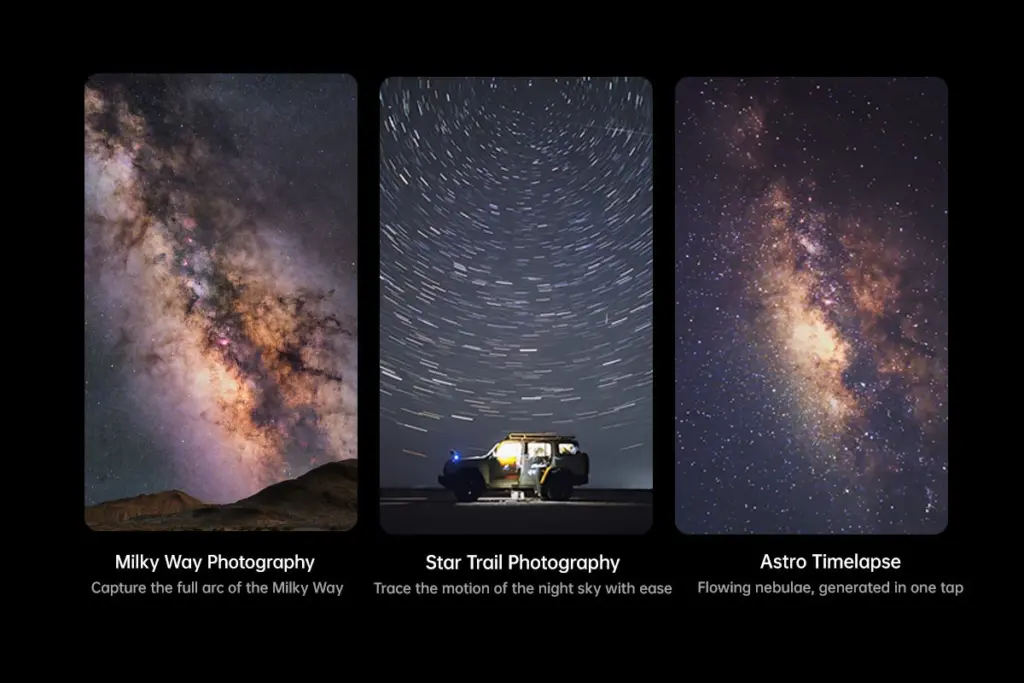Παραδείγματα Milky Way, star trails και astro timelapse με Seestar S50 Pro