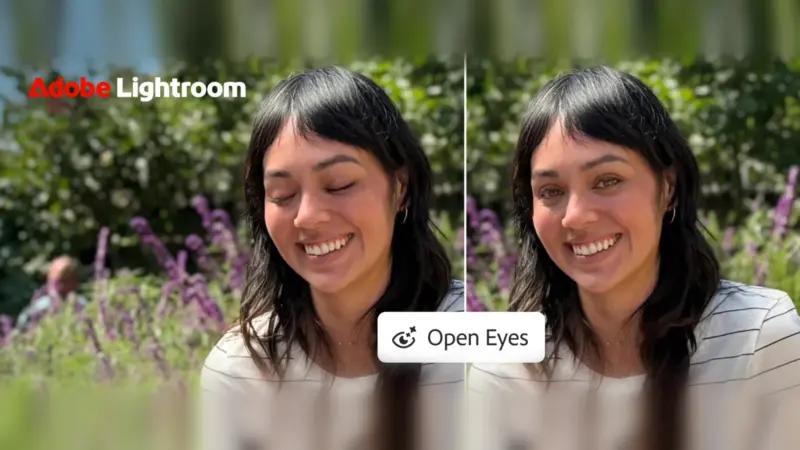 Lightroom Open Eyes uses AI to fix closed eyes — and references other photos for a better match