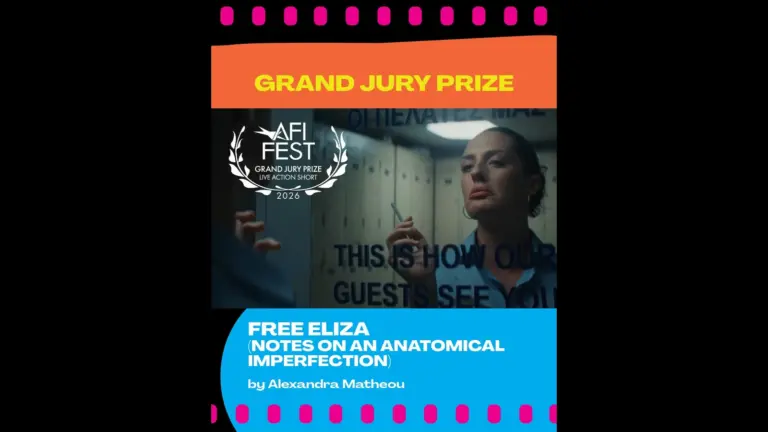 Επίσημη κάρτα AFI FEST 2026 Grand Jury Prize Live Action Short για την ταινία Free Eliza της Αλεξάνδρας Ματθαίου
