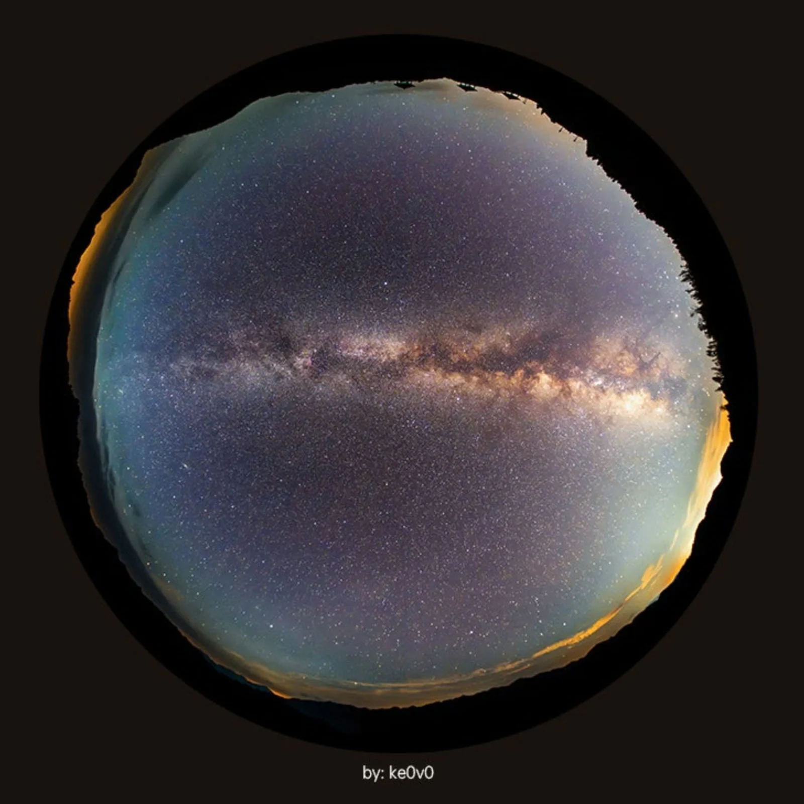 Wide circular night sky image with the Milky Way