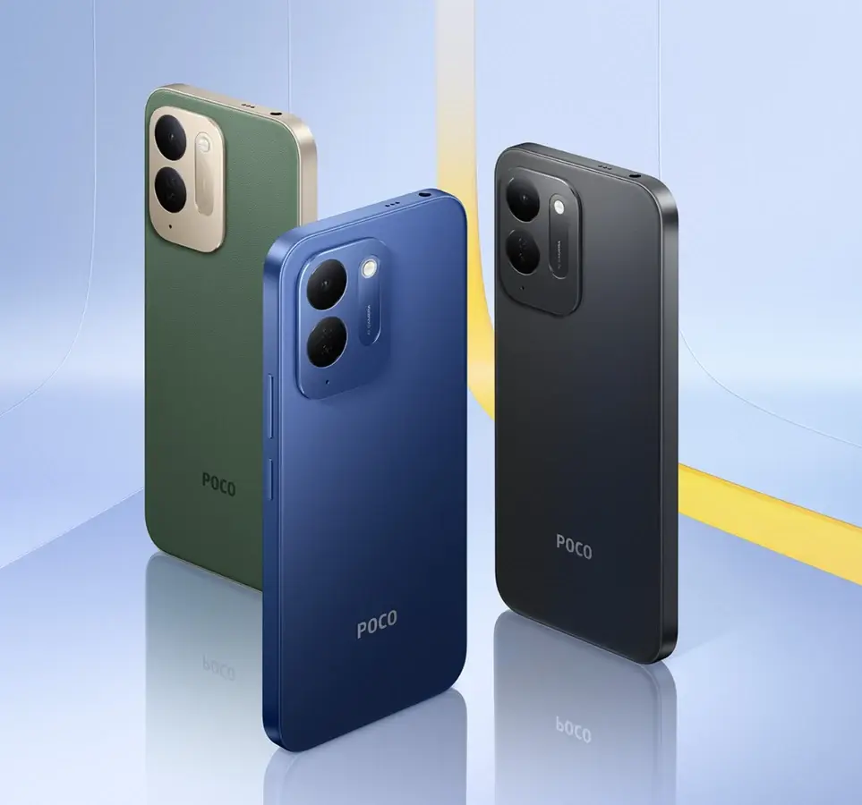 Τρία POCO C95 Pro σε πράσινο, μπλε και μαύρο