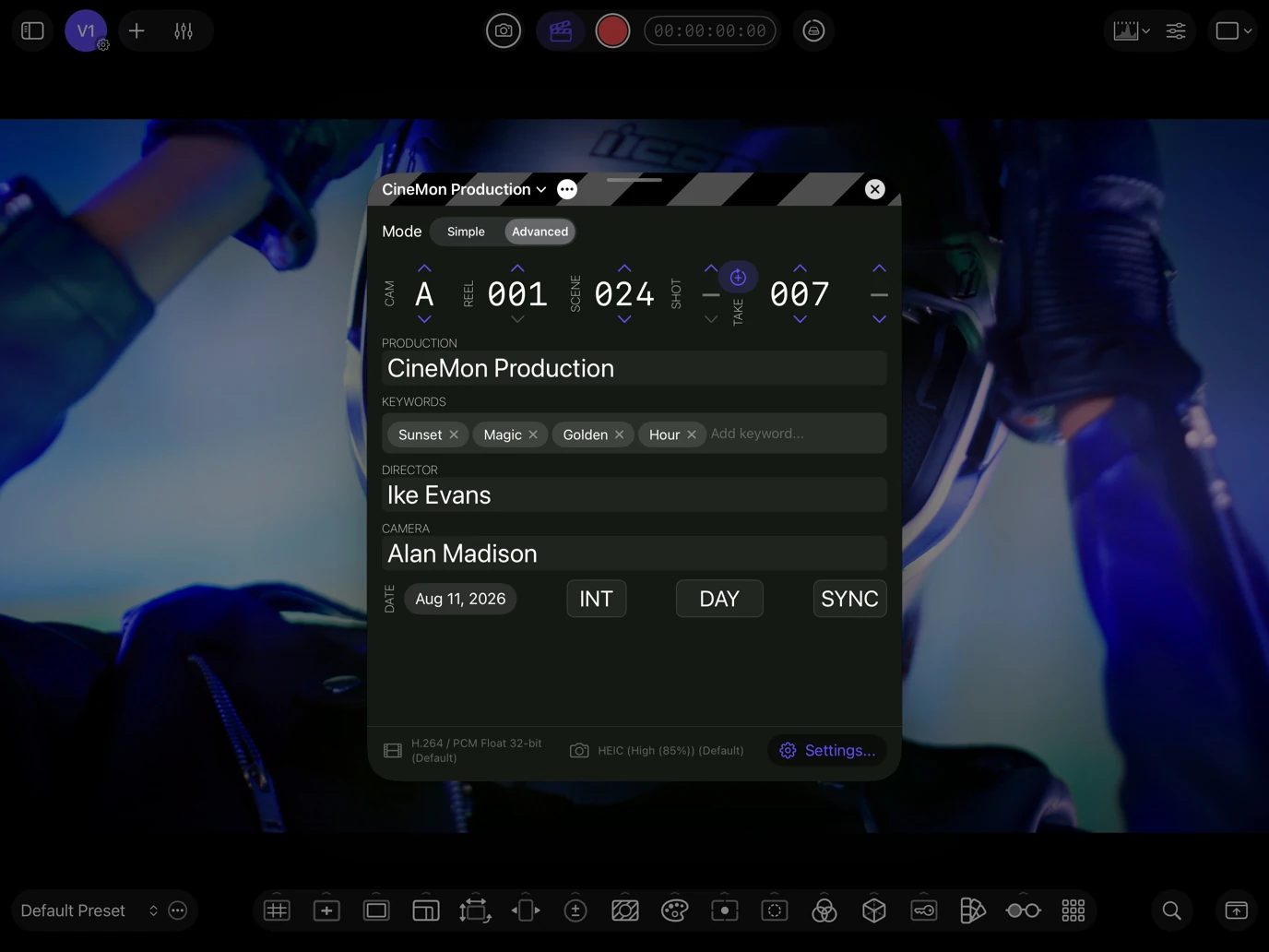 CineMon 2.0 digital slate σε iPad