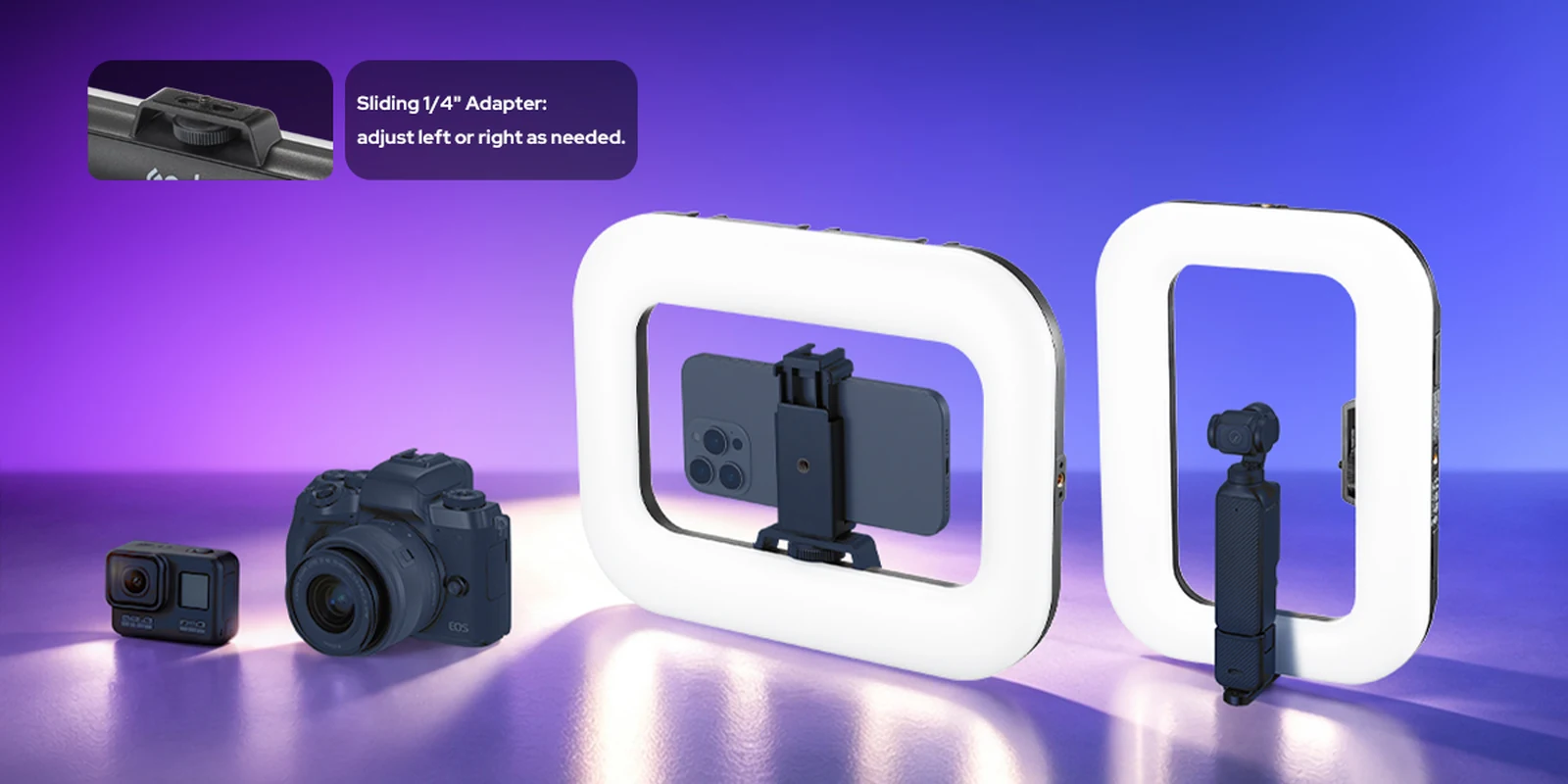 Godox SR20R με βάση κινητού, action camera και διαφορετικούς προσανατολισμούς