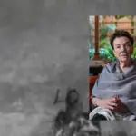 Πορτρέτο της Graciela Iturbide πάνω σε ασπρόμαυρο φωτογραφικό φόντο.