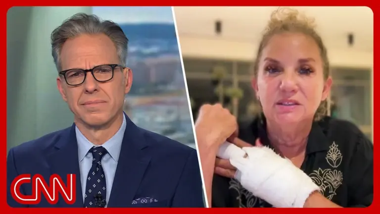 Ο Jake Tapper και η Heidi Levine με δεμένο χέρι στη συνέντευξη του CNN.