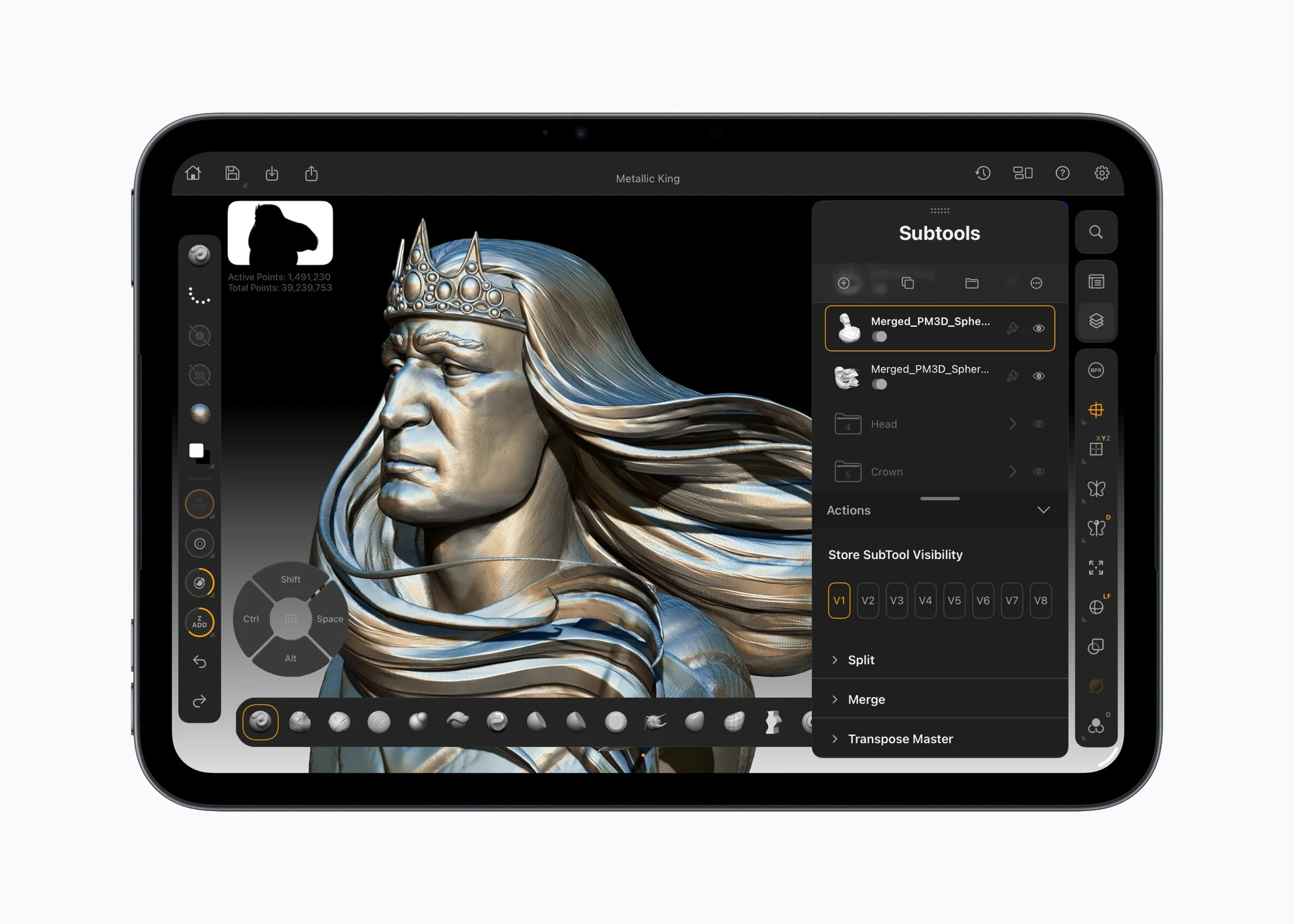 Τρισδιάστατο μοντέλο στο ZBrush πάνω στην οθόνη του iPad mini