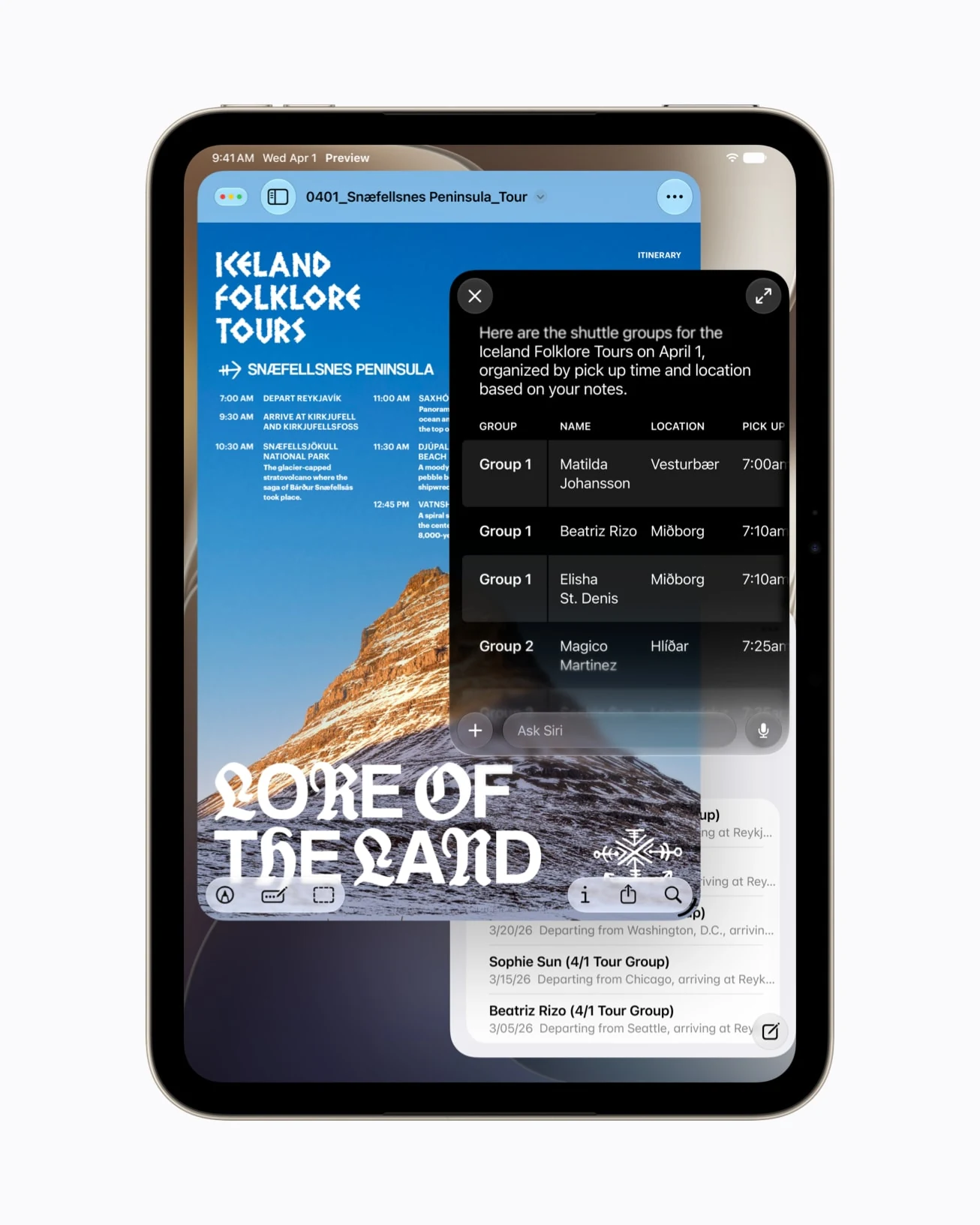 Η διεπαφή του Siri AI στο iPadOS 27 πάνω στο iPad mini
