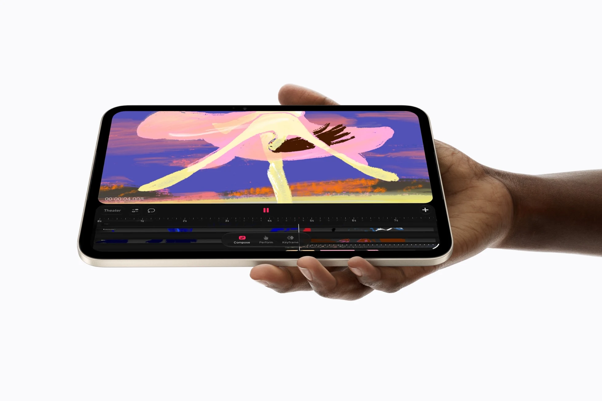 Το iPad mini με το Procreate Dreams κατά την επεξεργασία animation
