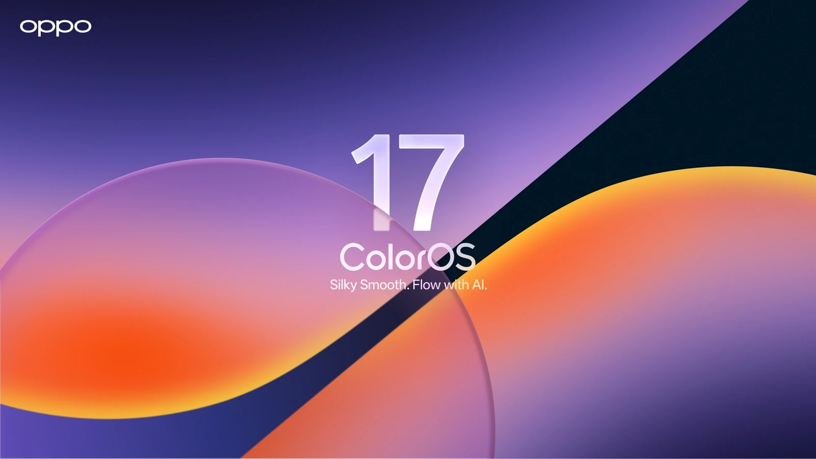 Επίσημο γραφικό του OPPO ColorOS 17 με πολύχρωμο φόντο