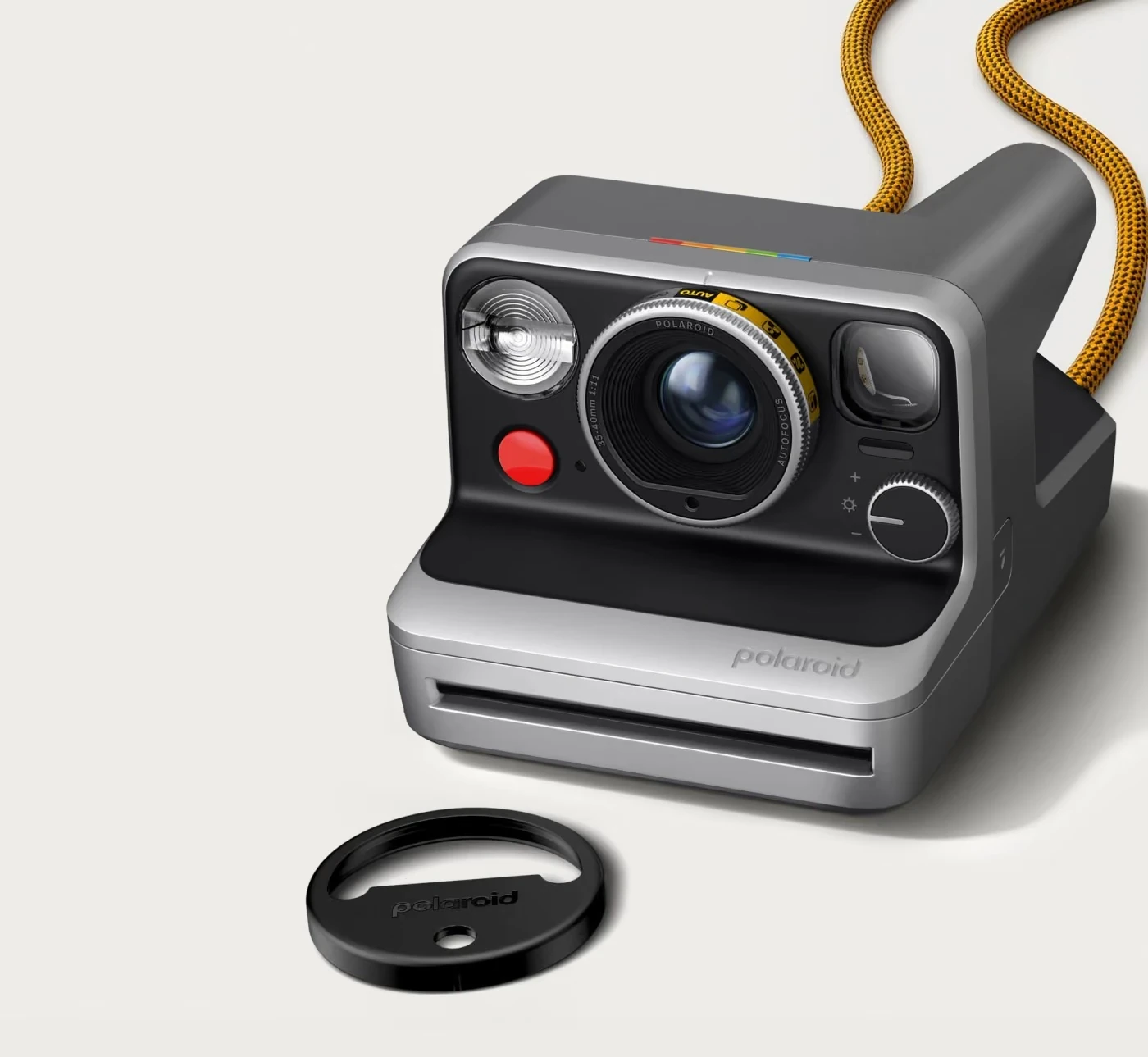 Η Polaroid Mod σε λοξή όψη με το Split Shot accessory μπροστά από την κάμερα