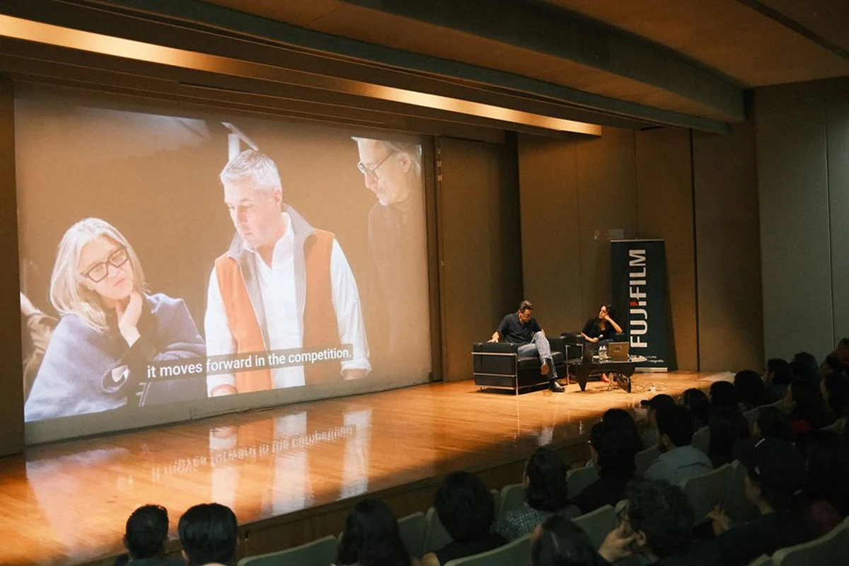 Discussion at a photography event supported by Fujifilm
