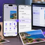 Εικονογράφηση Viber με κινητό, υπολογιστή και επιλογές ποιότητας μεταφοράς φωτογραφιών